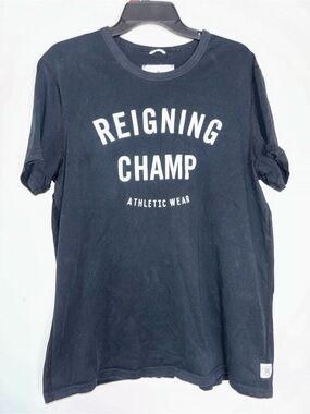 Reigning Champ Black Crewneck Logo Tee
